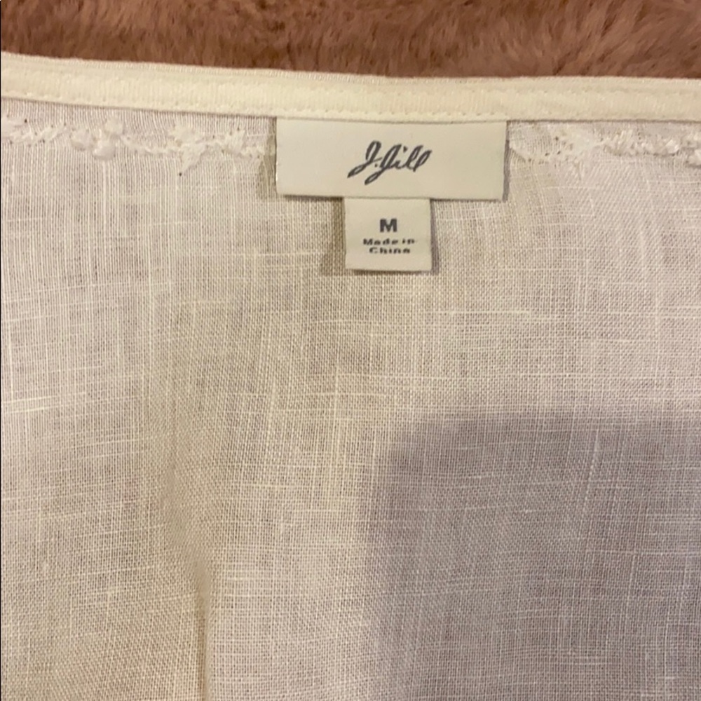100% linin J. Jill top w patterned lace detail - Picture 4 of 8